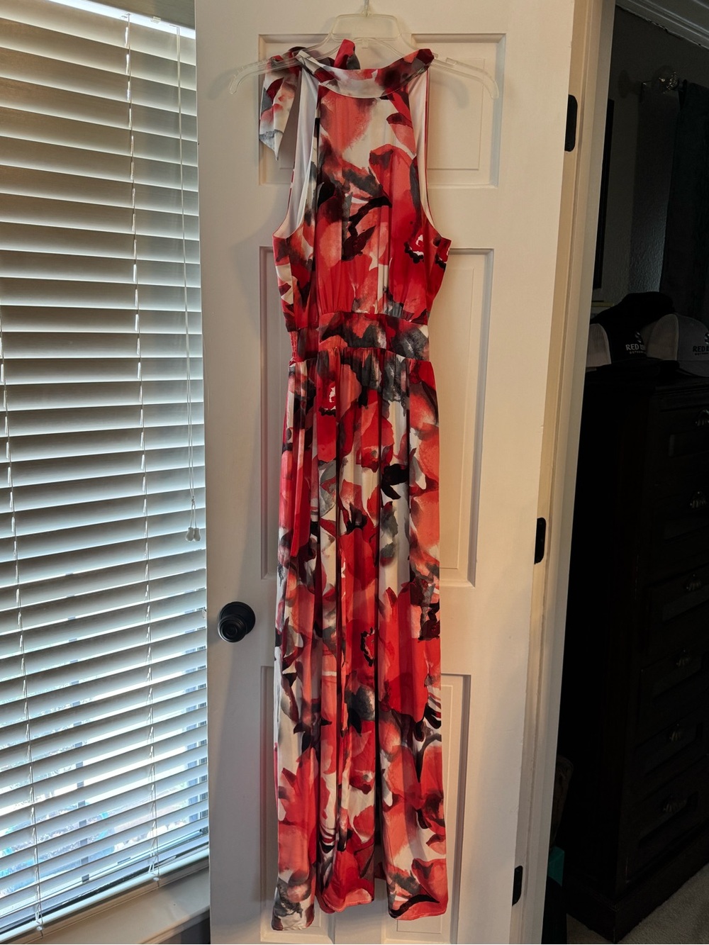Red Floral Halter Maxi Dress